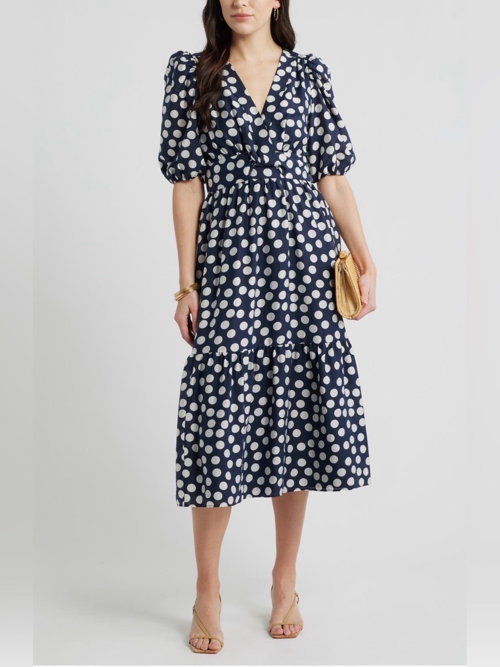 Nordstrom/Calson Twist Polka Dot Midi Dress